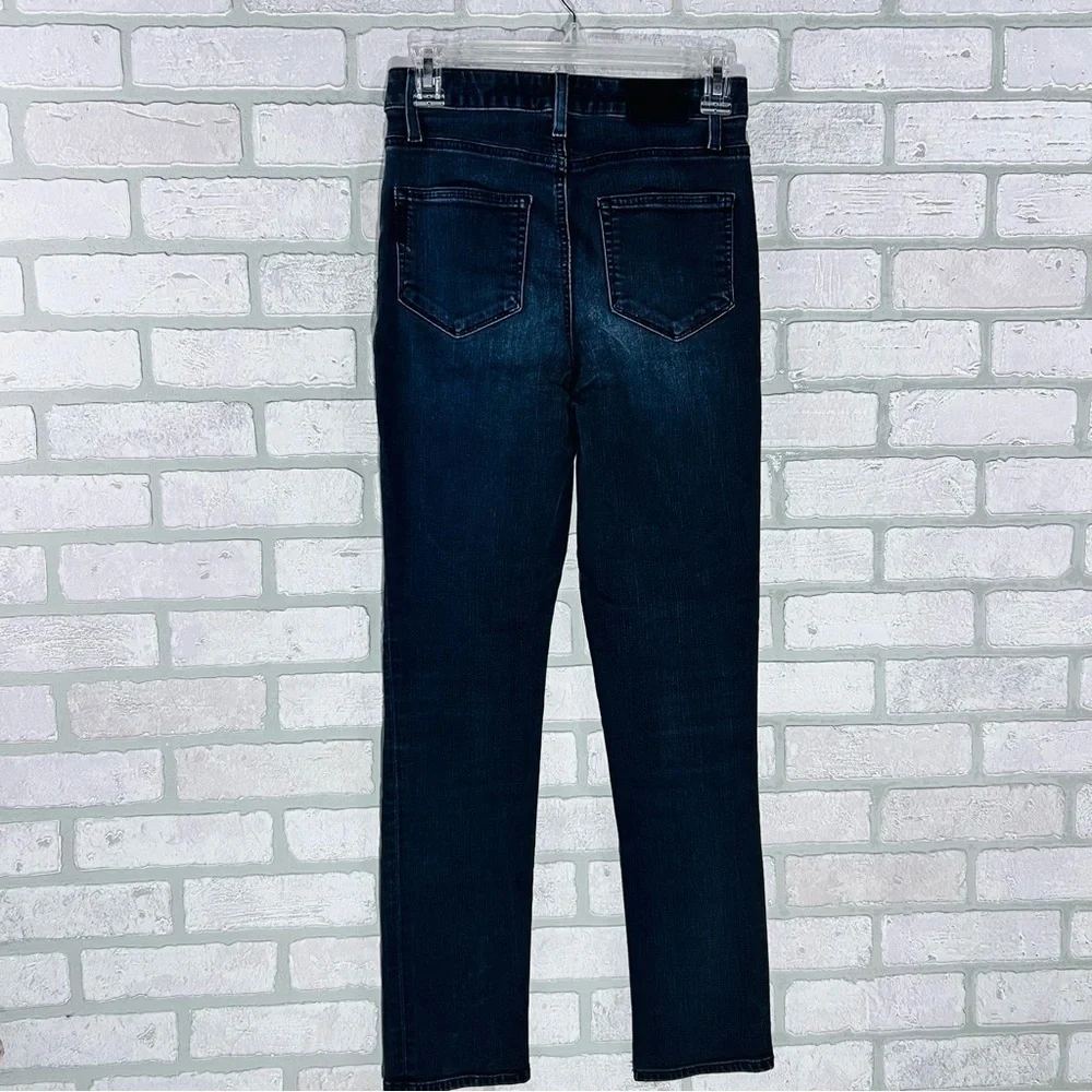 PAIGE Sarah Slim High Rise Straight Leg Jeans in Black Willow Wash Size 25